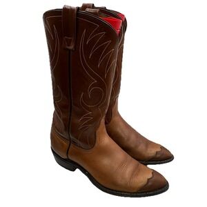 Acme Vintage Brown Leather Western Cowboy Boots Wingtip Pointed Toe Women's 7.5A